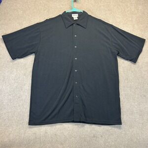 Alfani Vintage Shirt Men's XL Black Short Sleeve Button Up Rayon Blend